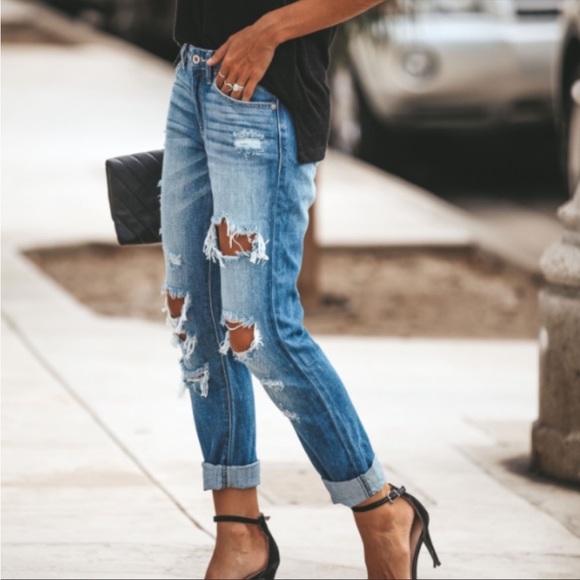 Kancan Mid Rise Boyfriend Fit Denim Jeans KC8281M - Picture 2 of 12